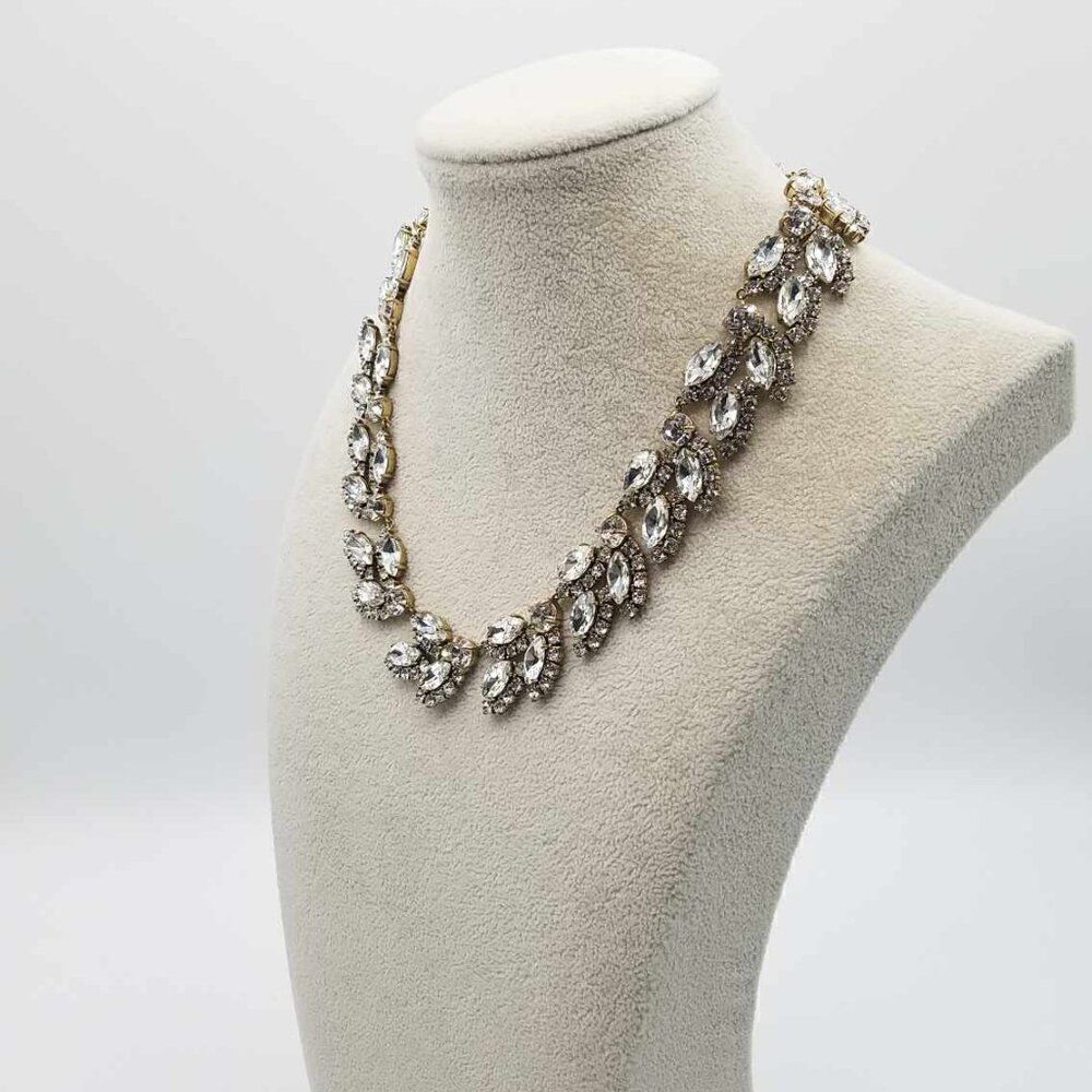 J Crew Clear Crystal Leaf Statement Necklace - image 8